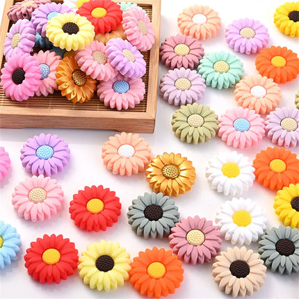 10pcs/lot 20mm Baby Silicone Bead Flower Beads Baby Teether Chewable Beads Food Grade DIY Pacifier Chain Clips Accessories