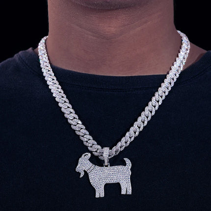 Iced Out Moissanite Sheep Pendant 925 Sterling Silver Goat Necklace For Men Women Rapper Hip Hop Jewelry Passed Diamond Test