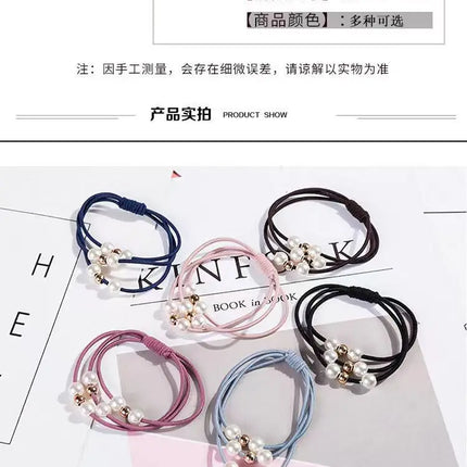 Simulated Pearl Scrunchies Hair Accessories For Women Fashion Korean Multilayer Elastic Rubber Bands Girls Ponytail Holder Tiara