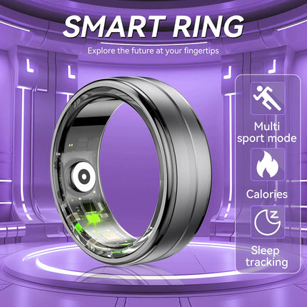 EIGIIS New Smart Ring Men Women, Heart Rate and Blood Oxygen Monitor, IP68 & 5ATM Waterproof, Multi-sport Mode for Android IOS