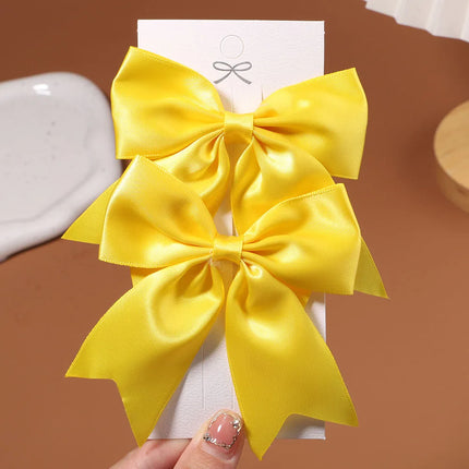 2pcs/set Solid Color Ribbon Grosgrain Bows Hair Clip for Kids Girls Hairpins Barrettes Handmade Baby Headwear Hair Accessories