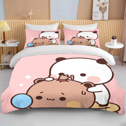 Bubu Dudu Cartoon Cute Bear Kawaii Christmas Gift King Twin Double Child Bedding Set Microfiber or Polyester Duvet Cover Set