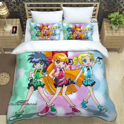 3D P-Powerpuff-Girls Cartoon Bedding Sets exquisite bed supplies set duvet cover comforter set bedding set luxury birthday gift