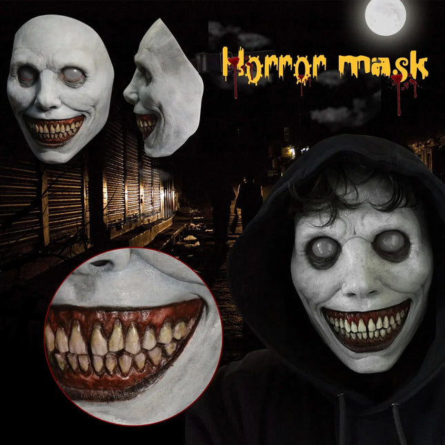 Halloween Mask Scary Smiling Demon White Eye Horrible Devil Coser Creepy Horror Mask Evil Cosplay Scariest Masked Ball Accessori