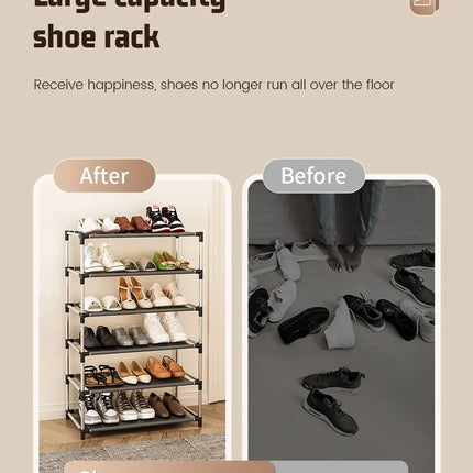 Stylish Shoe Rack Metal Simple Shoe Shelf Footwear Organizer Stand Holder Space-saving Black Shoe Shelf for Living Room