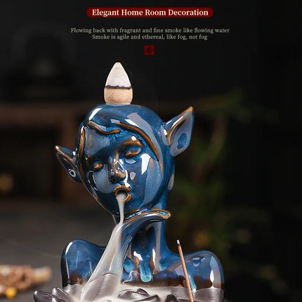 Creative European Style Backflow Incense Burner, Ceramic Elf Girl Incense Burner Romantic Valentine's Day Gift (Without Incense)