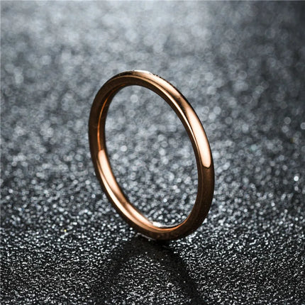 2mm Thin Stainless Steel Rings Rose Gold Fashion Simple Titanium Steel Rings for Women Girl Gifts