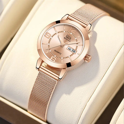 Women Wrist Watches For Ladies Wrist Watches Top Brand Luxury 2024 Rose Gold Stainless Steel Calendar Female Clock High Quality