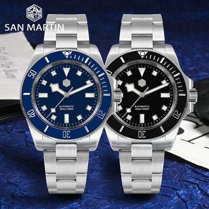 San Martin 2023 New Stainless Steel Men Diver Watch NH35 Automatic Mechanical Classic Snowflake Hands Sapphire Waterproof 300m