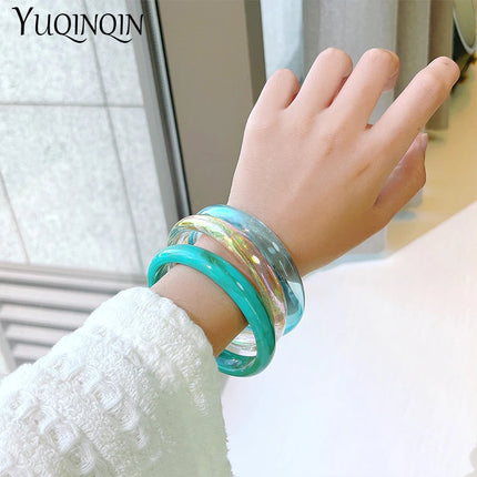 3pcs New Vintage Resin Acrylic Bangle Set for Women Jewelry Korean Cuff Bangles Bracelets with Charms Designer Round New Gifts