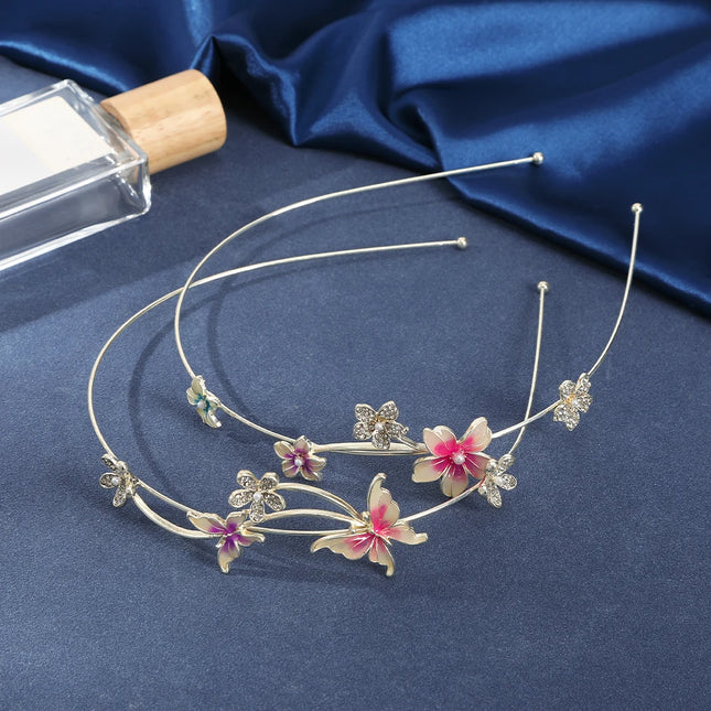 Haimeikang New Hair Bands For Women Wedding Headgear Accessories Hair Hoops Flower Butterfly Bezel Headabnds Fashion Headdress