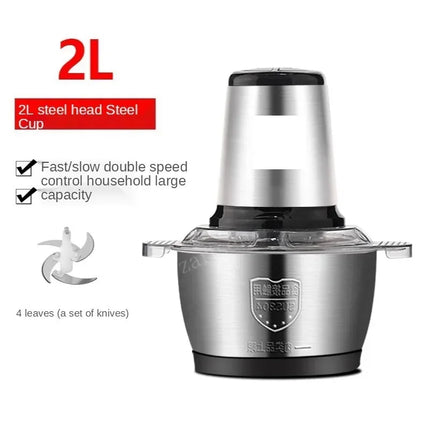 2 Speed Stainless steel Electric Chopper Meat Grinder Mincer Food Processor Slicer Meat Cutter  Food Chopper Electric