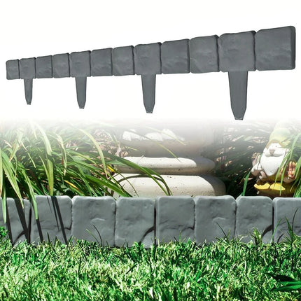 20pcs Plastic Garden Edging Border, Imitation Stone Fence Panels, Patio Outdoor Barrier