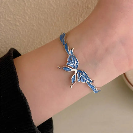 Fashion Dreamy Fantasy Blue Butterfly Bracelet Female Exquisite Bracelet 2023 New Fairy Temperament Versatile Hand Jewelry Gifts