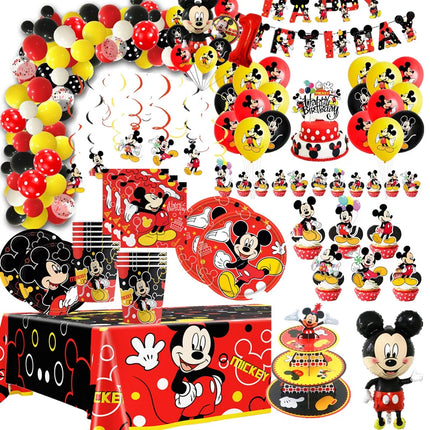 Disney Mickey Mouse Birthday Party Decoration Mickey Balloon Disposable Tableware Backdrops Baby Shower Kids Boys Party Supplies