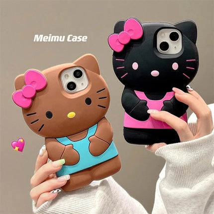 Sanrio Hello Kitty 3D Stereoscopic Phone Case For IPhone 15 14 13 12 11 Pro Max Mini XR XS 7 8 Plus Silicone Soft Back Cover Y2K