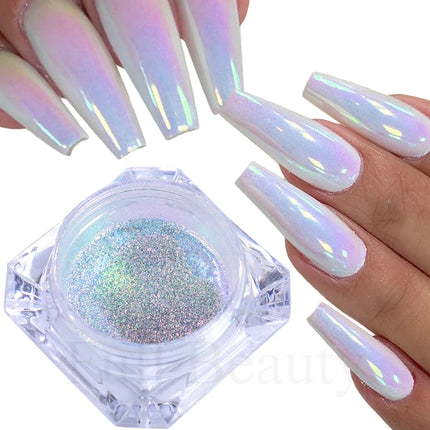 0.1g/Box Mirror Mermaid Nail Powder Pigment Rub on Aurora Pearl Chrome Holographic Nail Art Glitter Dust Manicure Decors TR354