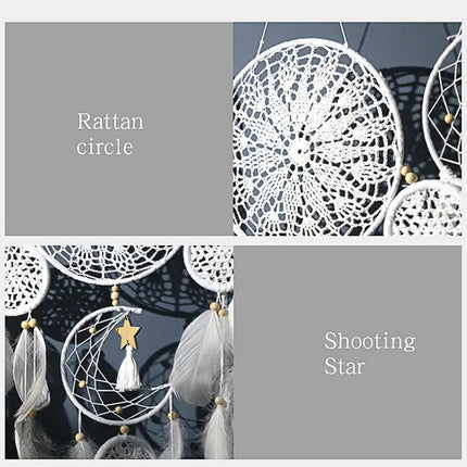 Dream Catchers Handmade Macrame Wall Hanging Dreamcatcher 5 Pieces White Boho Dream Catcher Baby Shower Decorations For Home