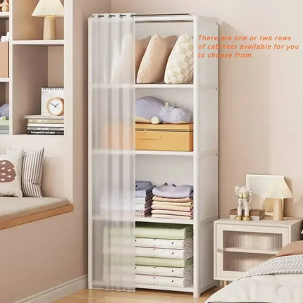 6/5 Layers Dustproof Wardrobe Bedroom Open Simple Assembly Storage Cabinet High Capacity Partition Bookshelf Closet Organizer