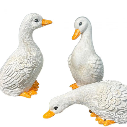 3Pcs Garden Decor Miniature Cute Resin Animal Figurines Duck Statues Home Decor for Bookshelf Farmhouse Outside Balcony Indoors