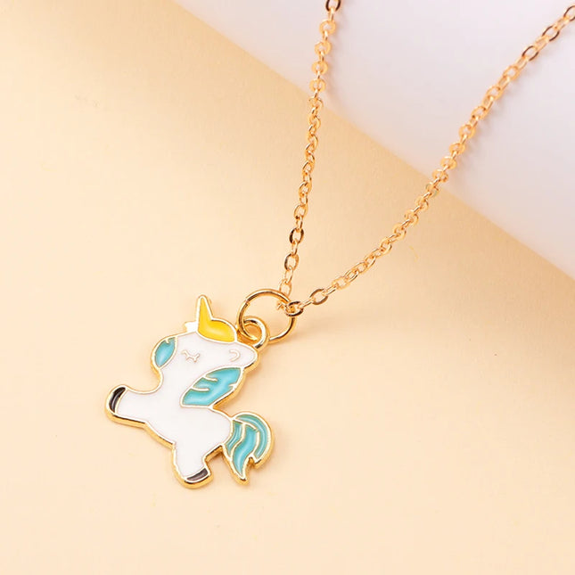 Lovely Enamel Cartoon Rainbow Unicorn Pendant Necklace For Women Girls Best Choker Necklace Birthday Party Jewelry Gifts To Kids