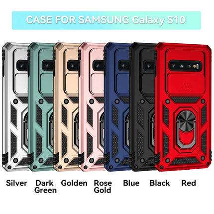 For Samsung Galaxy S10 S10 Plus Case Slide Camera Lens Protect Phone Case For Samsung S10 Plus Magnetic Ring Holder Back Cover