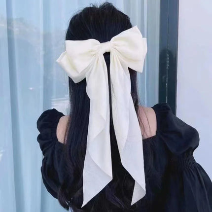 Bow Ribbon Hair Clip for Women Bowknot Barrettes Girls Solid Stain Spring Ponytail Clip Headband Hair Accessories Headwear Gift