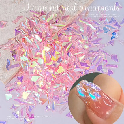 100pcs 3D Irregular Aurora Crystal Rhinestones Multi Shapes Aurora Nail Gems 6 Colors Flatback Shiny Nail Art Rhinestones Charms