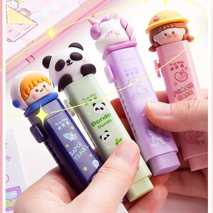 1pc Kawaii Push-pull Design Cartoon dolls  Portable Rubber Eraser Cute Erasers for School Office Supplies Japanese Stationery