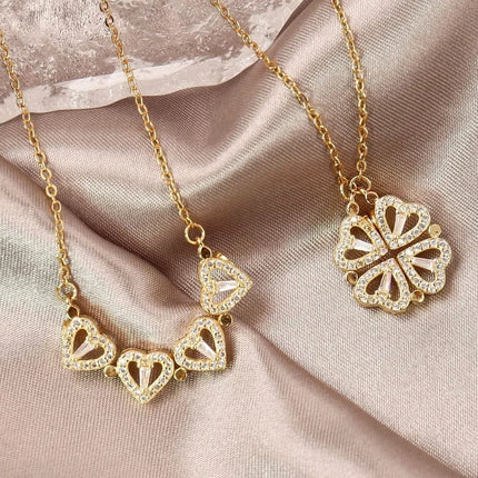 316L Stainless Steel Love Magnetic Pendant Necklace for Women Clover Necklace Heart Shaped Clover Necklace Pendant Jewelry Gift