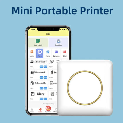 Mini Thermal Printer Bluetooth Wireless Inkless Printer Photo Sticker Adhensive Note Printing  Portable Pocket Office Printer.