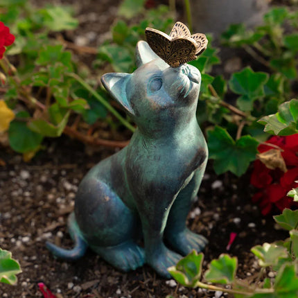 Cat Butterfly Statue Cat Figurine Garden Resin Cat Figurine Outside Ornaments Art Decor For Indoor Outdoor Garden Decoration