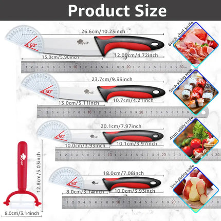 Ceramic Knives Kitchen knives 3 4 5 6 inch Chef knife Cook Set+peeler white zirconia blade Multi-color Handle High Quality