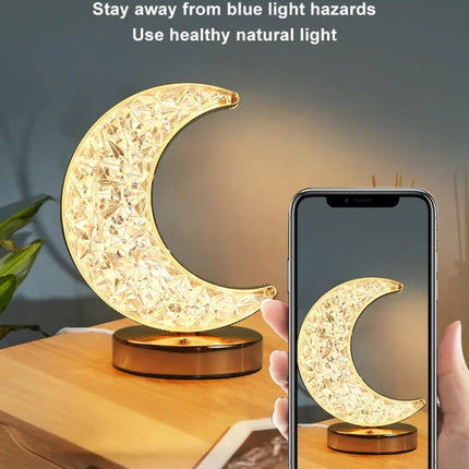 Bedroom Crystal Touch Dimming Night Light Girls Room Home Decor Aesthetics USB Bedside LED Ambient Table 3d Moon Lamp