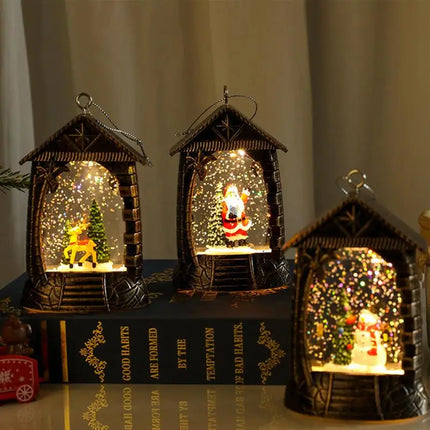 Christmas Snow Globes Glittering Snow Globe Lantern Decoration LED Lanterns for Home Christmas Tree Decoration