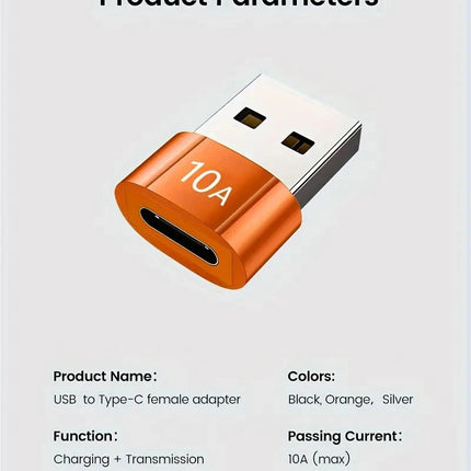 10A OTG Type C Female to USB A Male USB 3.0 to Type-C Converter  Fast Charging Data Adapter for Laptop Xiaomi Samsung Oneplus