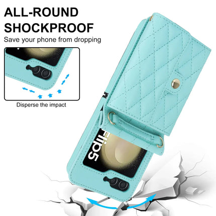 Crossbody Bag Fashion Leather Phone Case For Samsung Galaxy Z Flip 6 5 4 3 Flip5 Flip4 Flip3 5G Long Lanyard Wallet Card Cover