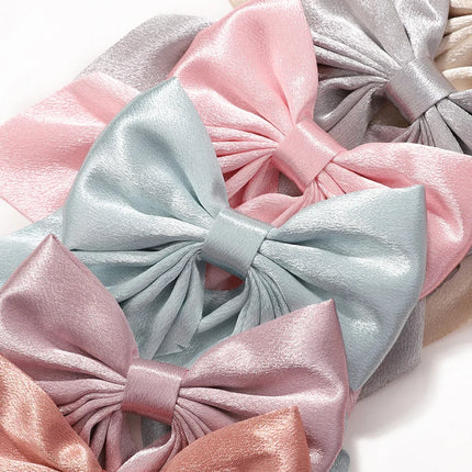 Elegant Bow Ribbon Hair Clip Fashion Simple Solid Satin Spring Clip Hair Pin Retro Headband with Clips Girls Hair Accessories