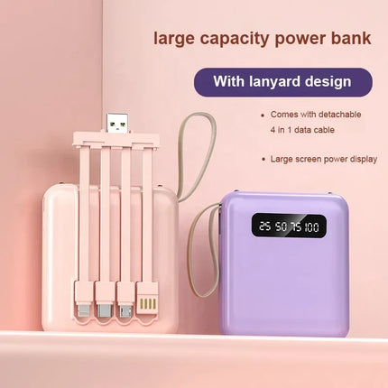 Xiaomi Mini Power Bank Fast Charge 30000mAh Large Capacity Portable PowerBank 4 in1 Cable For iPhone Samsung HUAWEI 2024 NEW