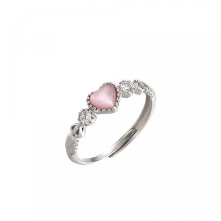 2023 Trend Pink Love Heart Crystal Rings for Women Kpop Love Zircon Open Ring Irregular Grunge Aesthetic Egirl Rings Jewelry