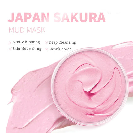 LAIKOU Japan Sakura Clay Mask Deep Cleansing Brightening Repair Skin Mud Korean Face Mask Oil Control Shrink Pores Skin Care 80g