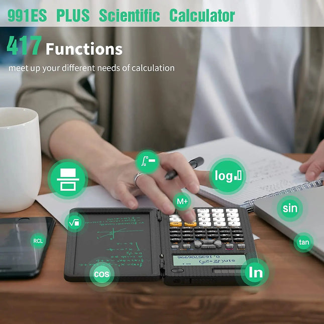 Solar Scientific Calculator with LCD Notepad 417 Functions Professional Portable Foldable Calculator for Students Upgraded 991ES