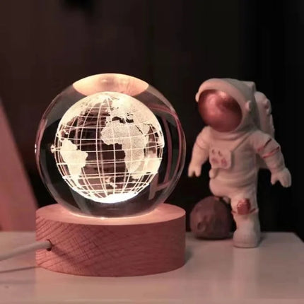 1Pc 6cm 3D Crystal Ball Warm Light Crystal Planet Night Light Laser Engraved Solar System Globe Astronomy Birthday Gift Home Des