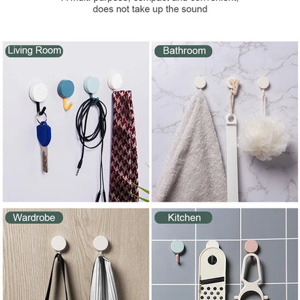 10PCS Self Adhesive Wall Hook Strong Without Drilling Coat Bag Bathroom Door Kitchen Towel Hanger Hooks Home Storage Accessories