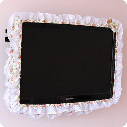 24-48INCHES Fabric TV Circle Power on Without Taking Out Dust Cover Monitor Screen Home Decorations Dust Cover with Elastic