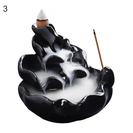 Ceramic Incense Burner Waterfall Backflow Smoke Censer Creative Incense Ornament Burner Home Decorative Crafts for Living Room