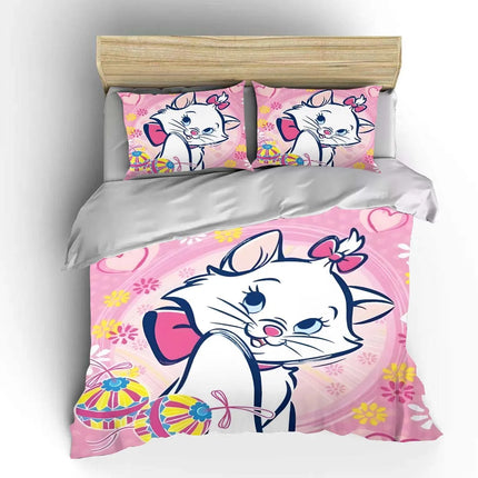 Disney Marie Cat Cartoon Bedding Set Quilt Duvet Cover 3 Pieces Pillowcase King Queen Size Bedclothes Children Bed Decor Gift