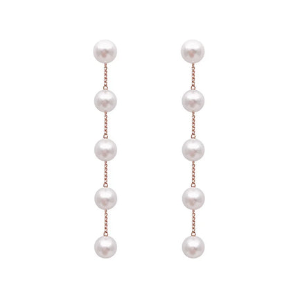 Simulated Pearl Flower Rhinestone Wedding Earrings - Classic Korean Jewelry Style