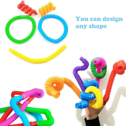 8Pack Large Pop Tubes Fidget Toys Sensory Toy for Stress Anxiety Relief for Children Adults Learning Toys Toddlers Stretch Tube