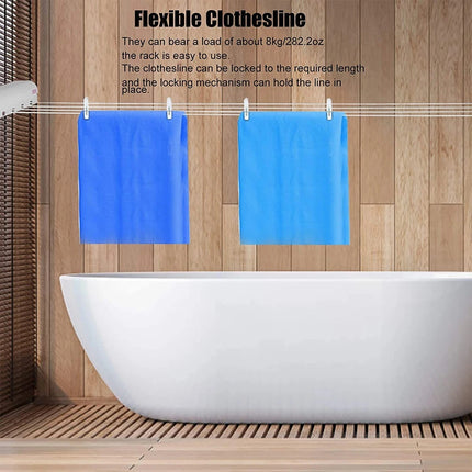 Retractable Clothesline With 5-Lines Wall Mounted Clothes Dryer Line Bathroom Invisible Clothesline Space Saving Drying Hanger